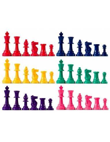 rey altura 93 mm Conjunto de piezas de ajedrez amarillo-azul nº 45005 de plástico 