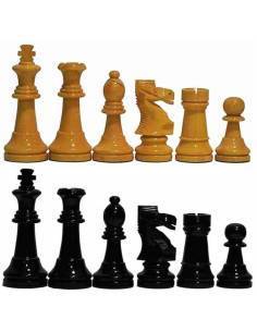 Chess wooden Pieces Staunton 6 colour honey, red and black 97 mm.