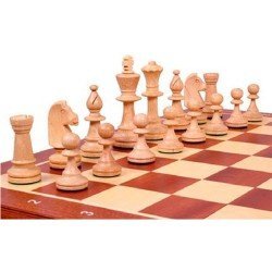 Mahogany chess set 47 cm – board-chest + hornbeam pieces King 90 mm 2