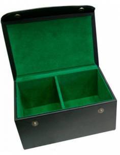 Caja de cuero con forro verde guardar piezas ajedrez