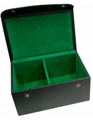 Caja de cuero con forro verde guardar piezas ajedrez