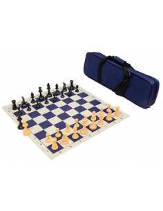 Conjunto ajedrez competición tablero, piezas y bolsa viaje