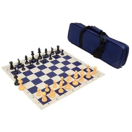 Conjunto ajedrez competición tablero, piezas y bolsa viaje