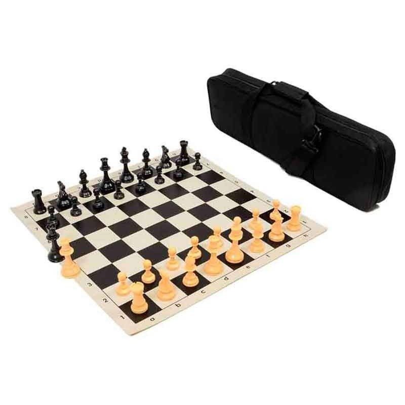 Set competitive chess board, pieces and travel bag