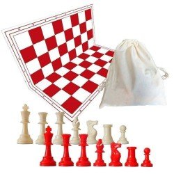 Red board and pieces of colour