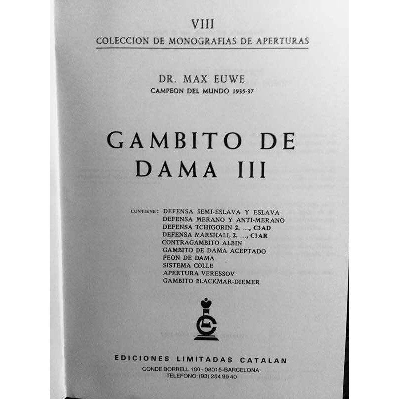 Llibre escacs Gambito de Dama tomo III