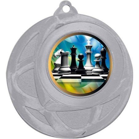 Medalla de plata de ajedrez para sus campeonatos. 50 mm.  Todos los deportes