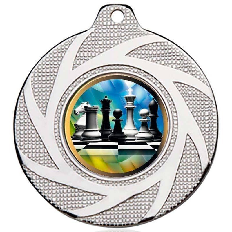 Medalla de plata d'escacs per als campionats. 70 mm. Tots els esports