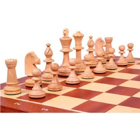 Conjunto ajedrez de caoba 37 cm KH76 – artesanal con piezas de carpe