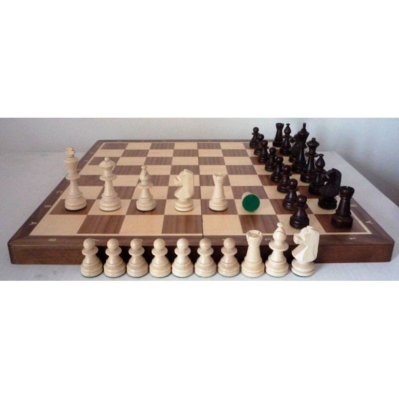 Conjunt d'escacs fusta de noguera 37 cm.