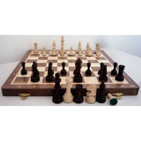 Conjunto de ajedrez madera de nogal 37 cm.