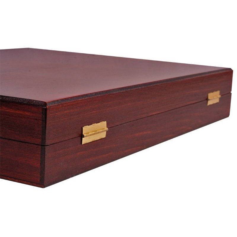Caja plana guardar piezas ajedrez color Caoba