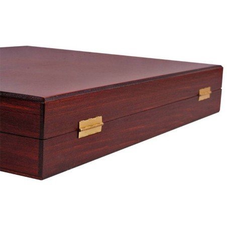 Caja plana guardar piezas ajedrez color Caoba