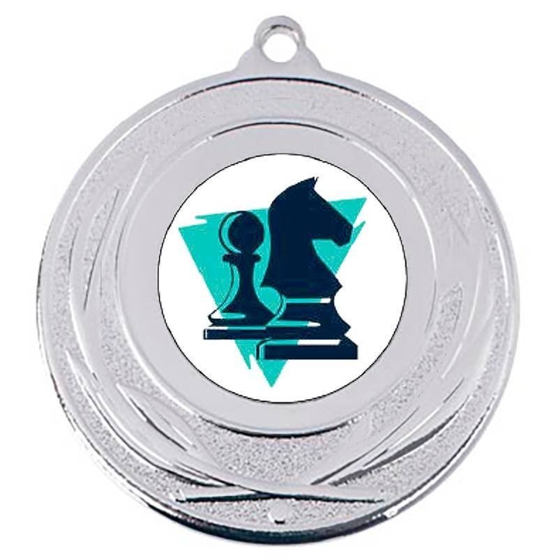 Medalla plata d'escacs per als campionats. 50 mm. Tots els esports