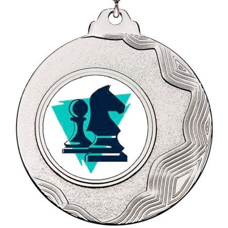 Medalla plata d'escacs per als campionats. 50 mm. Tots els esports