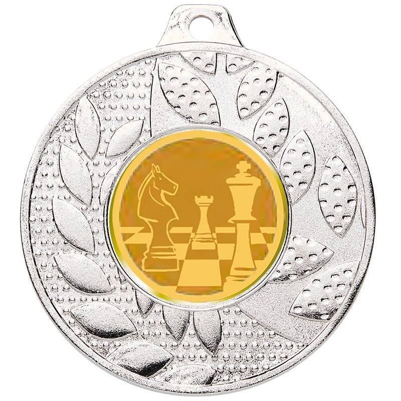 Medalla plata d'escacs per als campionats. 50 mm. Tots els esports