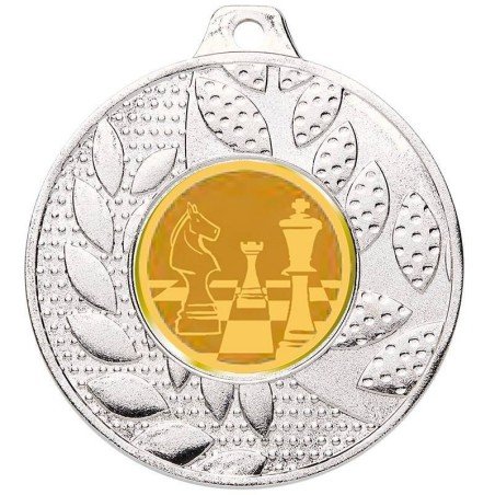 Medalla de plata de ajedrez para sus campeonatos. 50 mm.  Todos los deportes
