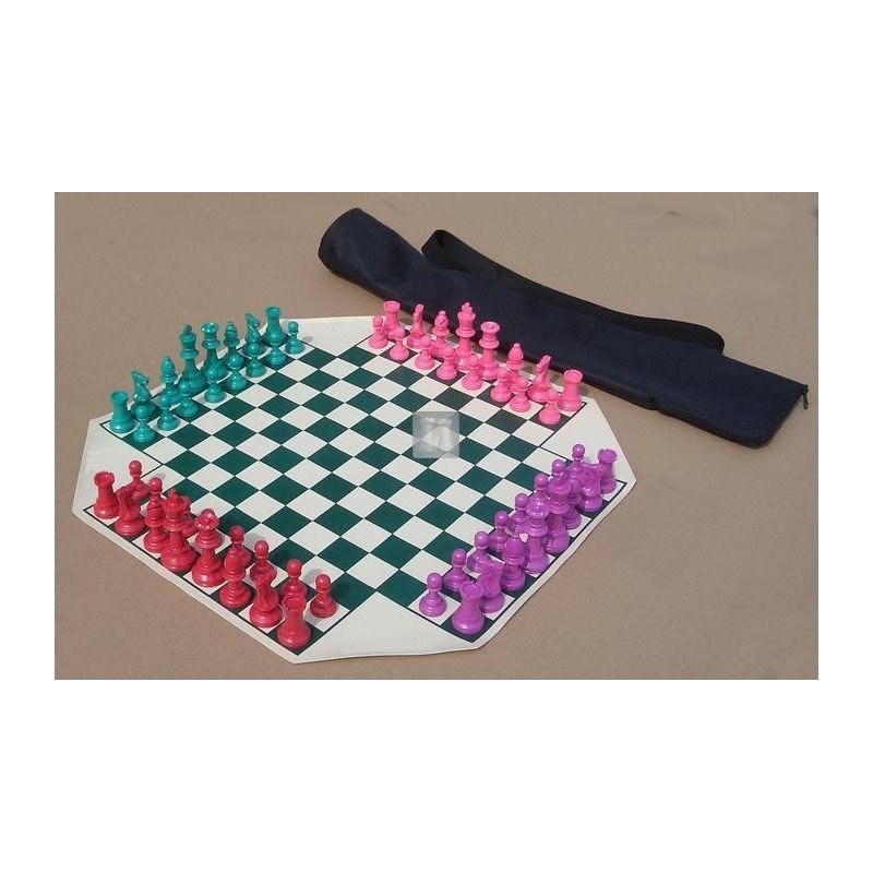 4-Player Chess Set with Roll-Up Board and Carry Bag