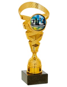 Trofeo dorado ABS metalizado con portadisco 21, 24 y 26 cm