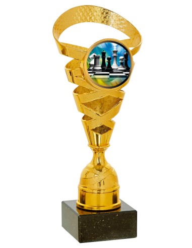 Trofeo dorado ABS metalizado con portadisco 21, 24 y 26 cm