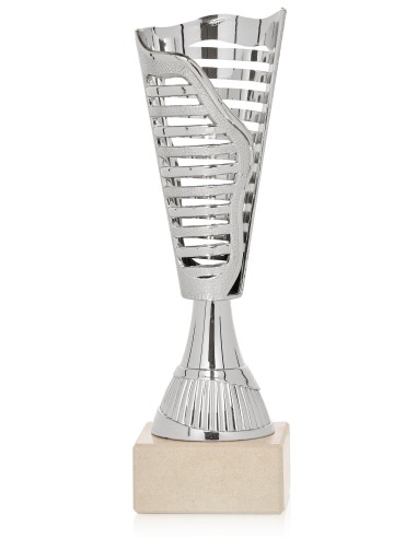 Silver 7063 metallised ABS trophy 18, 22 and 26 cm