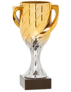 Gold and silver cup with metallic ABS handles in 19, 16 and 13 cm.