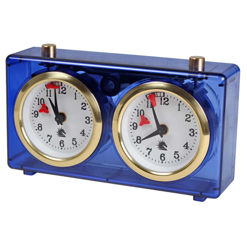 BHB Transparent Analogue Chess Clock – Amber or Blue