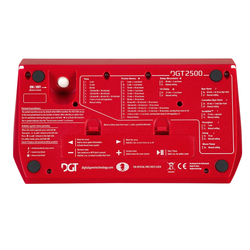 Part del darrere del rellotge digital DGT 2500