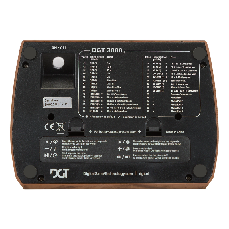 Vista trasera del rellotge DGT 3000 Edició Limitada amb controls i modes de temps