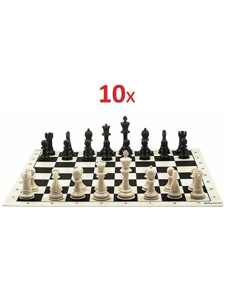 School chess pack with 10 boards and 10 sets of Staunton pieces