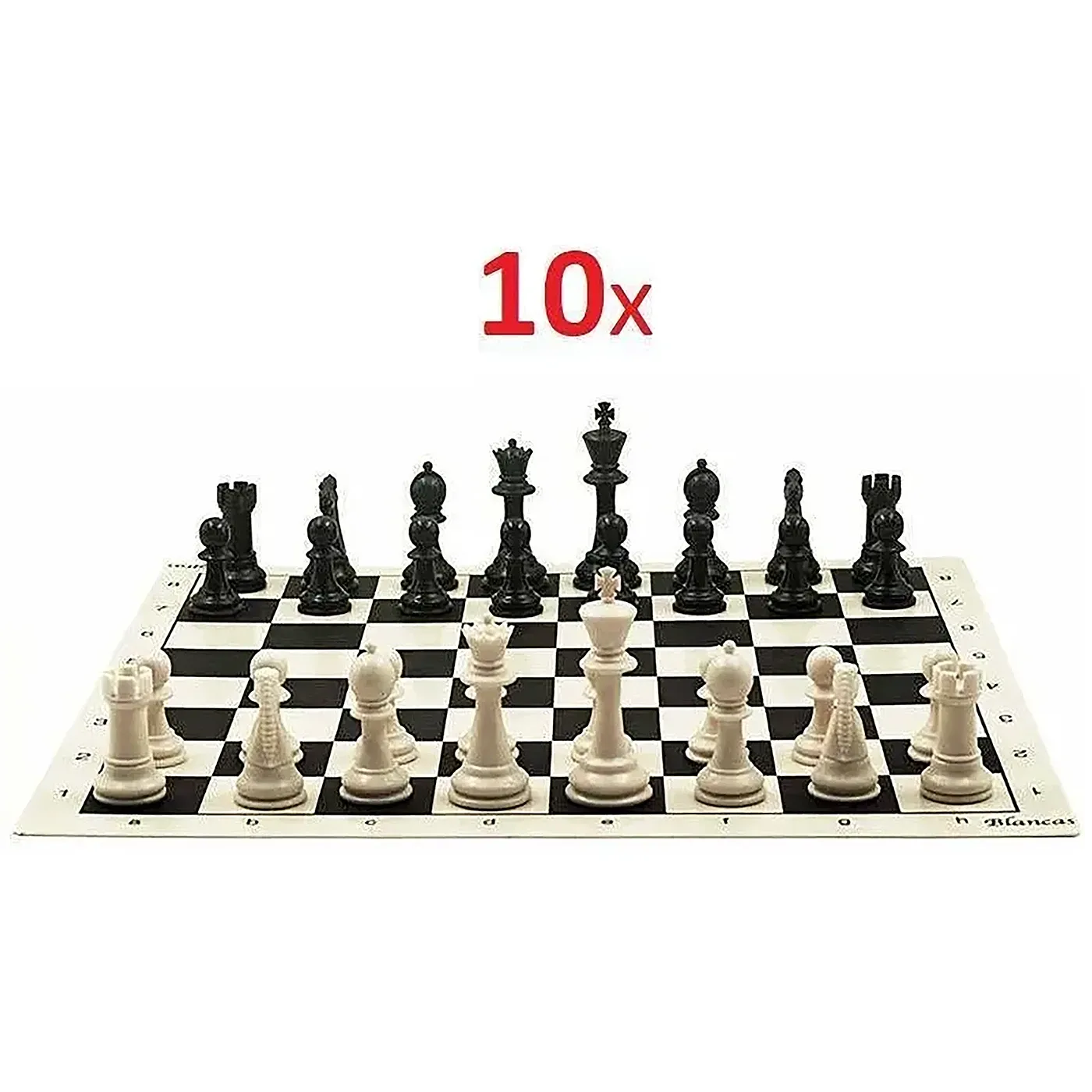 Pack escolar con 10 tableros y 10 juegos de piezas de ajedrez
