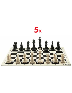 School chess pack with 5 boards and 5 sets of Staunton pieces
