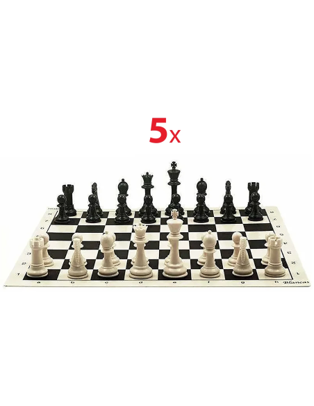 School chess pack with 5 boards and 5 sets of Staunton pieces