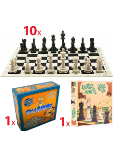 Pack escolar creativo con 10 tableros, 10 juegos de piezas, 1 OcaChess y 1 ajedrez pintable