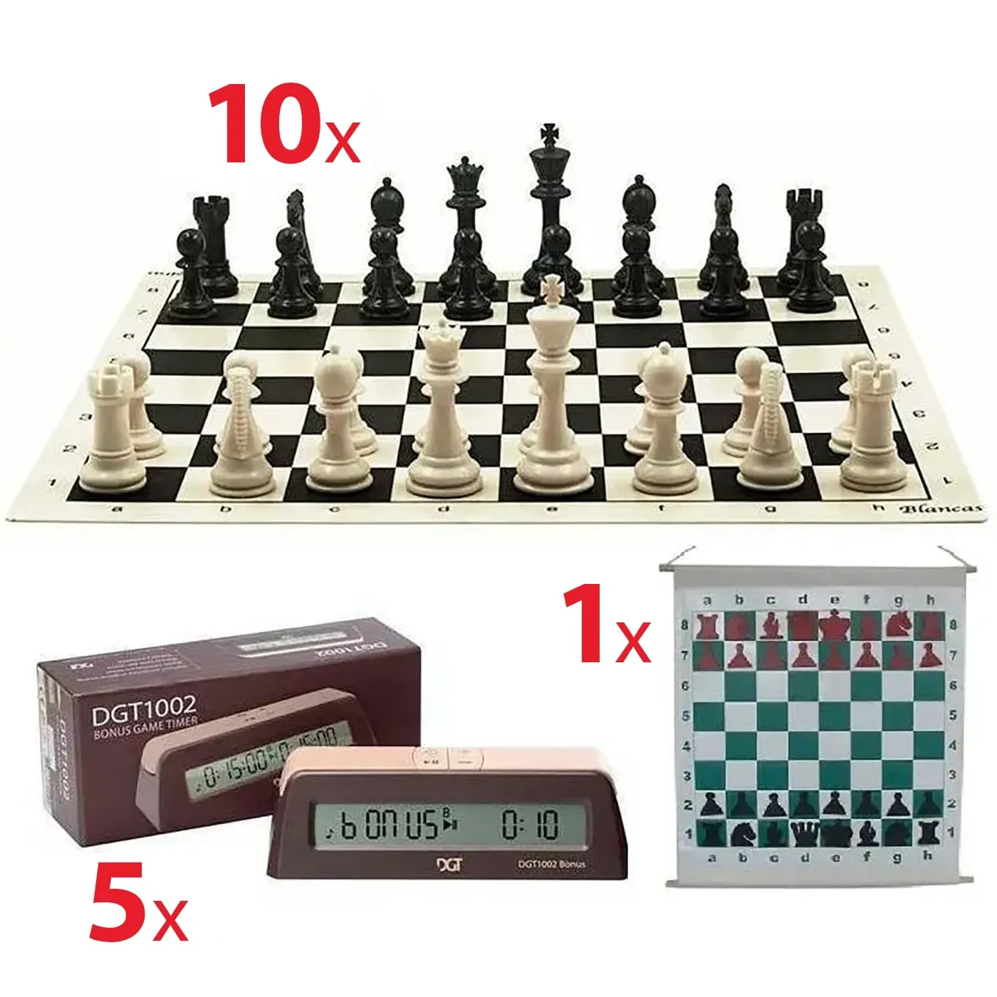 Pack escolar amb 10 taulers, mural magnètic i 5 rellotges DGT 1002