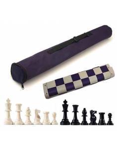 Conjunto bolsa de viaje tablero y piezas de ajedrez