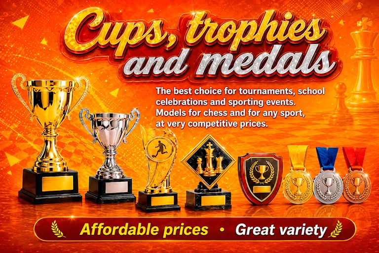 Chess cups, trophies and medals