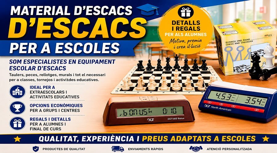 Material d&acute;escacs per a escoles