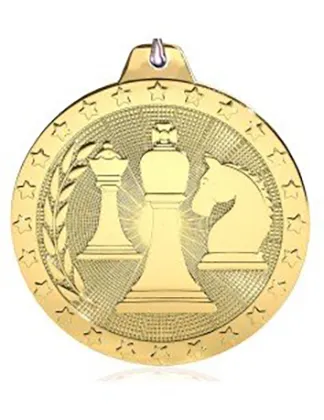 Medalla ajedrez dorada relieve